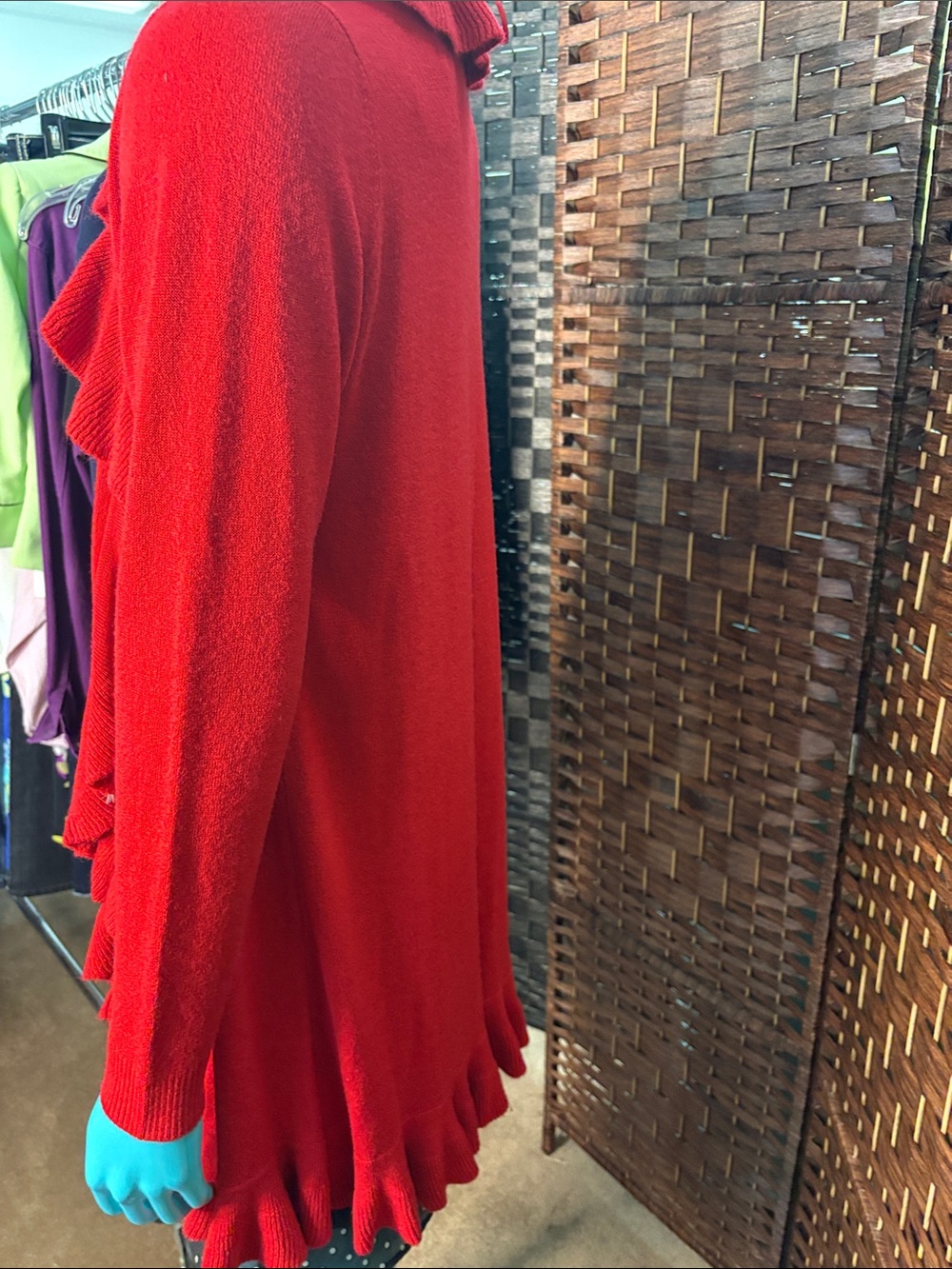 Red Ruffle Waterfall Cardigan - Picture 5 of 5